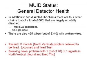 MUID Status General Detector Health In addition to