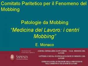 Comitato Paritetico per il Fenomeno del Mobbing Patologie