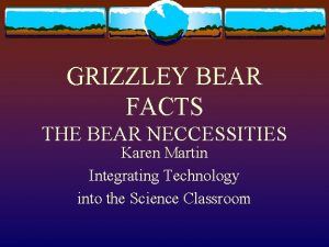 GRIZZLEY BEAR FACTS THE BEAR NECCESSITIES Karen Martin