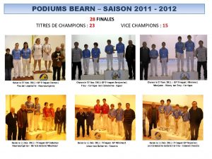 PODIUMS BEARN SAISON 2011 2012 28 FINALES TITRES