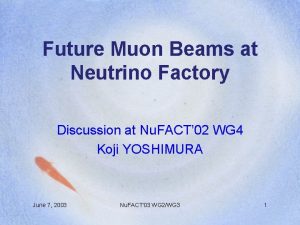 Future Muon Beams at Neutrino Factory Discussion at