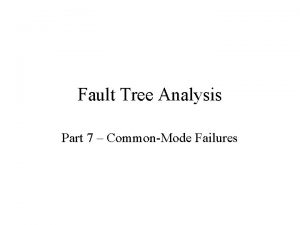 Fault Tree Analysis Part 7 CommonMode Failures THE