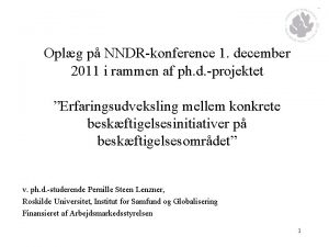 Oplg p NNDRkonference 1 december 2011 i rammen