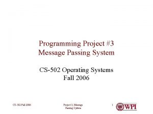 Programming Project 3 Message Passing System CS502 Operating