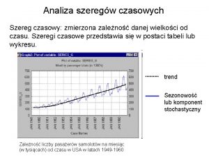 Analiza szeregw czasowych Szereg czasowy zmierzona zaleno danej