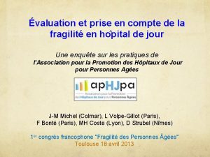 valuation et prise en compte de la fragilit