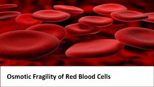 Osmotic Fragility of Red Blood Cells DEFINITION it