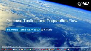 Proposal Toolbox and Preparation Flow Macarena Garcia Marin