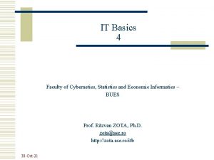 IT Basics 4 Faculty of Cybernetics Statistics and