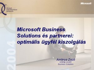 Microsoft Business Solutions s partnerei optimlis gyfl kiszolgls