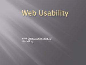 Web Usability From Dont Make Me Think by