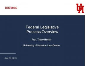 Federal Legislative Process Overview Prof Tracy Hester University