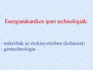 Energiatakarkos ipari technolgik mikrbk az rckinyersben kohszat gntechnolgia