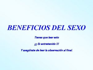 BENEFICIOS DEL SEXO Tienes que leer esto Es