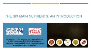 THE SIX MAIN NUTRIENTS AN INTRODUCTION All graphics