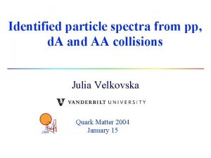 Identified particle spectra from pp d A and