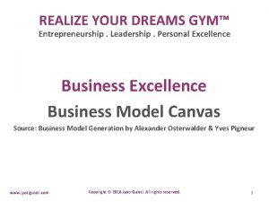 REALIZE YOUR DREAMS GYM Entrepreneurship Leadership Personal Excellence