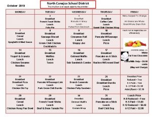 October 2019 MONDAY North Conejos School District This