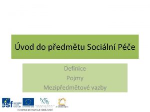 vod do pedmtu Sociln Pe Definice Pojmy Mezipedmtov