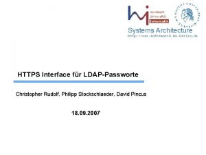 Systems Architecture http sar informatik huberlin de HTTPS