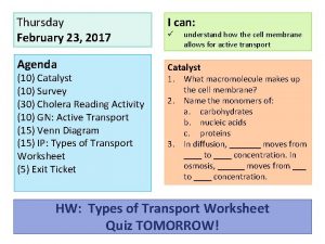 Thursday February 23 2017 Agenda 10 Catalyst 10