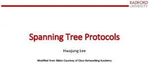 Spanning Tree Protocols Hwajung Lee Modified from Slides