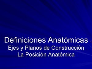 Definiciones Anatmicas Ejes y Planos de Construccin La