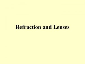 Refraction and Lenses Refraction The bending of light