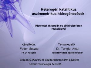 Heterogn katalitikus aszimmetrikus hidrognezsek Ksrletek Sprolin s dihidroizoforon