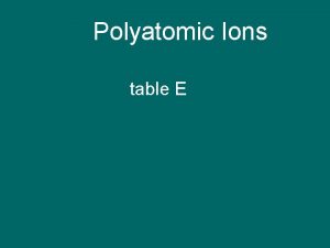 Polyatomic Ions table E Definition polyatomic ion group