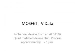 MOSFET IV Data PChannel device from an ALD