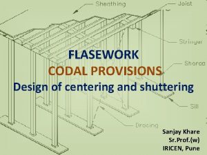 FLASEWORK CODAL PROVISIONS Design of centering and shuttering