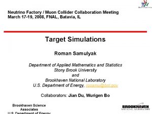 Neutrino Factory Muon Collider Collaboration Meeting March 17