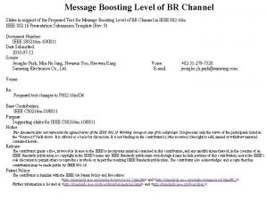 Message Boosting Level of BR Channel Slides in
