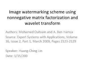 Image watermarking scheme using nonnegative matrix factorization and