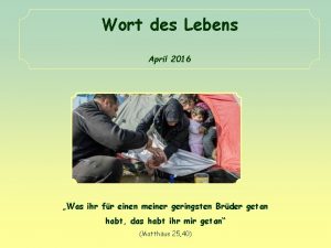 Wort des Lebens April 2016 Was ihr fr