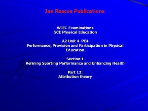 Jan Roscoe Publications WJEC Examinations GCE Physical Education