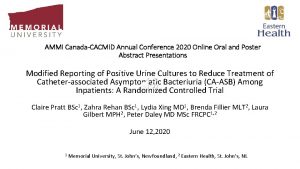 AMMI CanadaCACMID Annual Conference 2020 Online Oral and