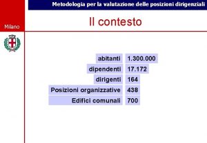 Metodologia per la valutazione delle posizioni dirigenziali Comune