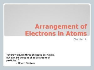 Arrangement of Electrons in Atoms Chapter 4 Energy