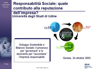 Global Sustainability Services Responsabilit Sociale quale contributo alla