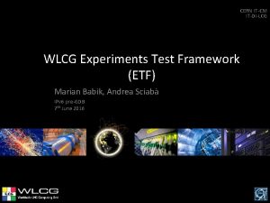 CERN ITCM ITDILCG WLCG Experiments Test Framework ETF