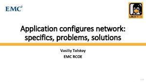 Application configures network specifics problems solutions Vasiliy Tolstoy