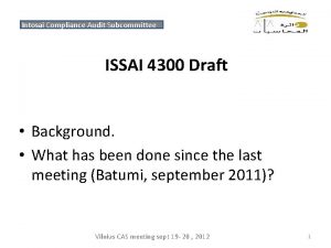 Intosai Compliance Audit Subcommittee ISSAI 4300 Draft Background