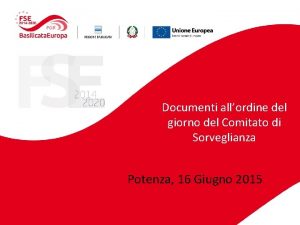 Documenti allordine del giorno del Comitato di Sorveglianza