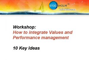 Workshop How to integrate Values and Performance management