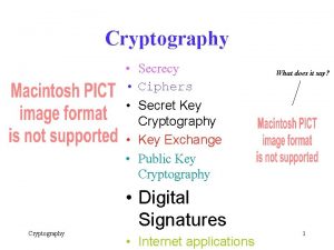 Cryptography Secrecy Ciphers What does it say Secret