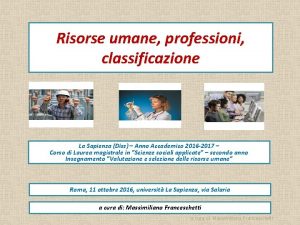 Risorse umane professioni classificazione La Sapienza Diss Anno