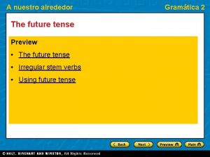 A nuestro alrededor The future tense Preview The