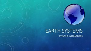 EARTH SYSTEMS EVENTS INTERACTIONS Hydrosphere Geosphere Event Atmosphere